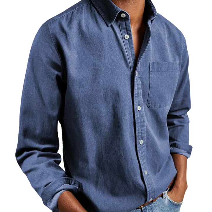 Herren Langarm Denim Hemd, klassisches Jeanshemd für Smart Casual Looks.