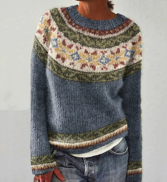 Warmer Damen-Strickpullover, Retro-Design, bequem und modisch für die Vintage-Damenmode.