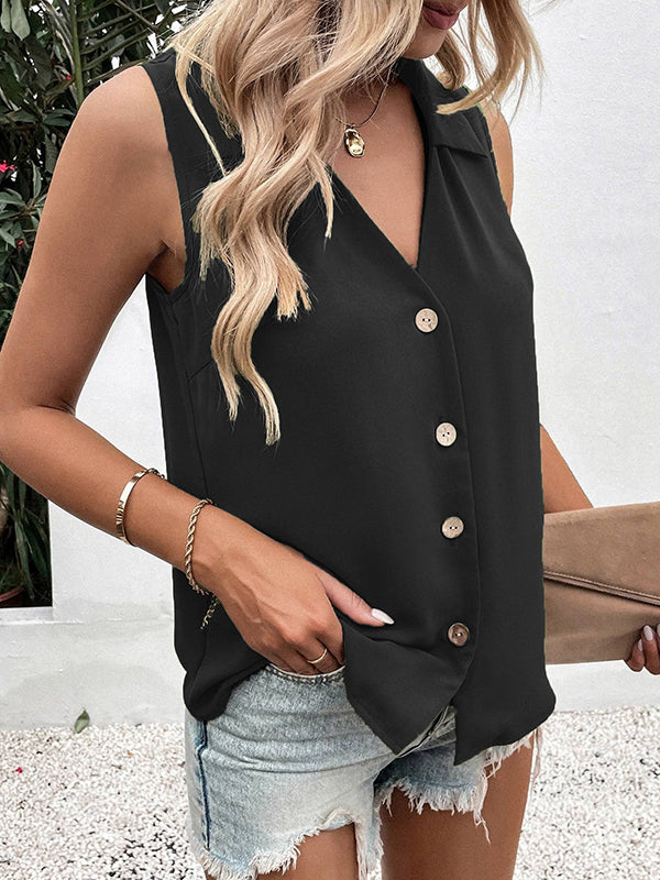 Modernes Westentop für Damen mit V-Ausschnitt, ärmellos und locker geschnitten, ein Sommertrend.