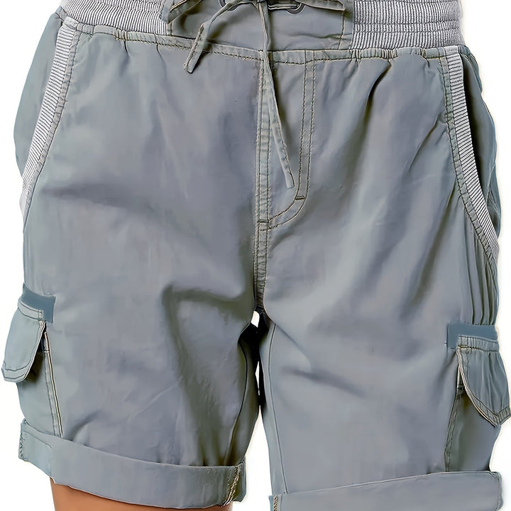 Damen Kurze Hose, Cargo Design mit Kordelzug, aus leichtem Stoff, perfekt für heiße Sommertage.