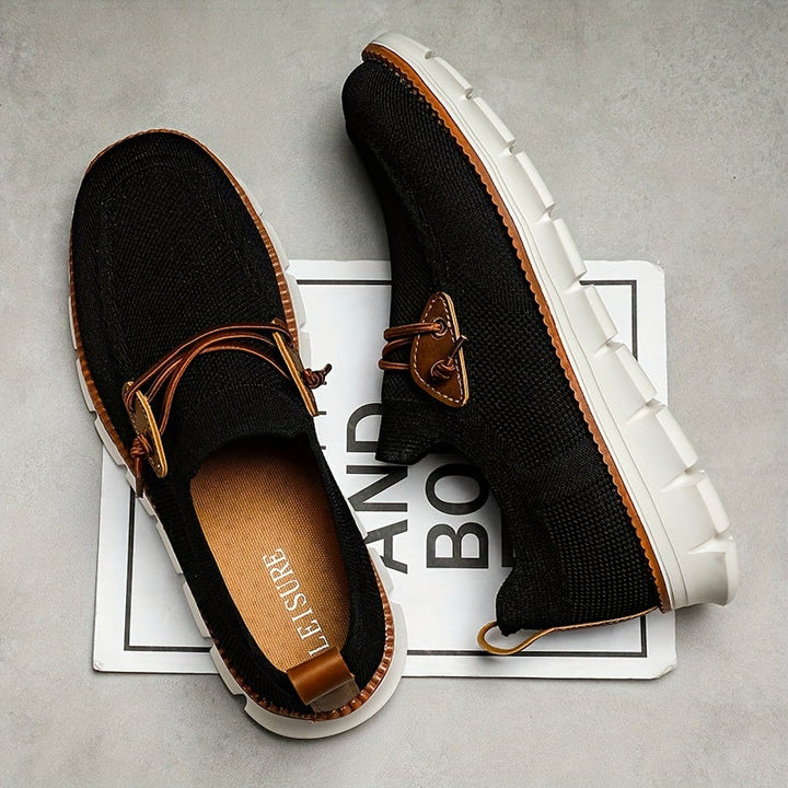 Atmungsaktives Obermaterial der Herren Slip-On Sneaker, bequem & leicht, perfekt für warme Tage.