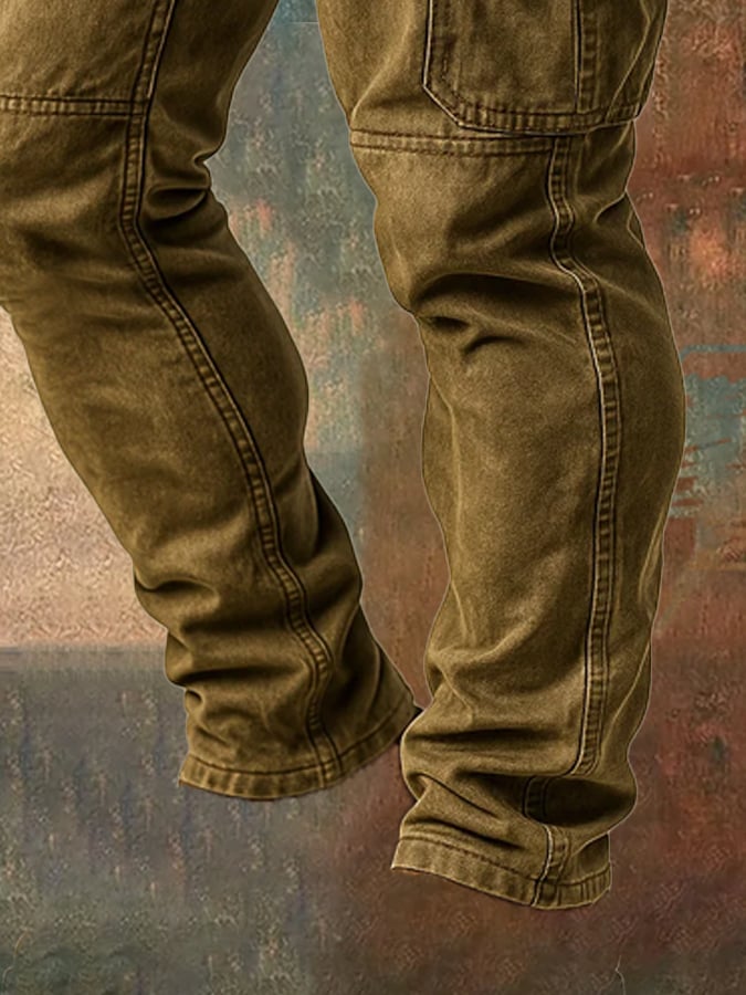 Herren Retro Outdoor Funktionsoverall in Braun, strapazierfähig für Arbeit & Freizeit.