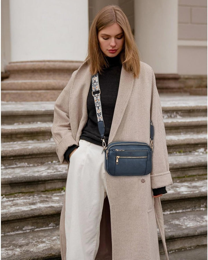 Moderne graue Damen Leder Schultertasche; vielseitige Alltagstasche für jeden Anlass.