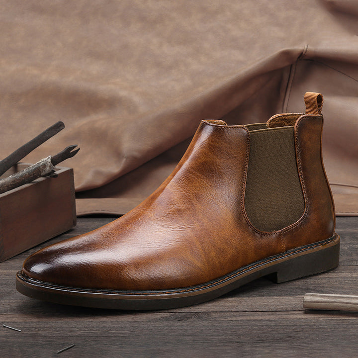 Klassische Herren Chelsea Boots, schwarze Lederschuhe mit bequemem Einstieg, ideal für den stilvollen Mann.