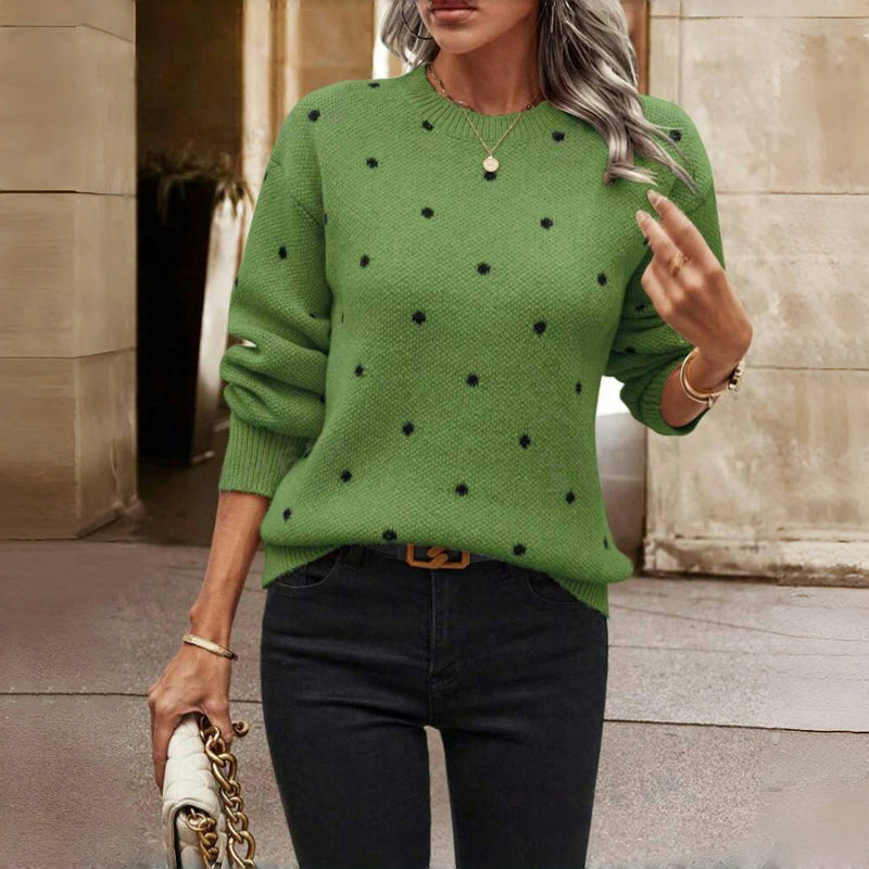 Bequemer Damen Strickpullover für den Alltag. Kuscheliger Pullover mit Punkten, ideal für kühle Tage.