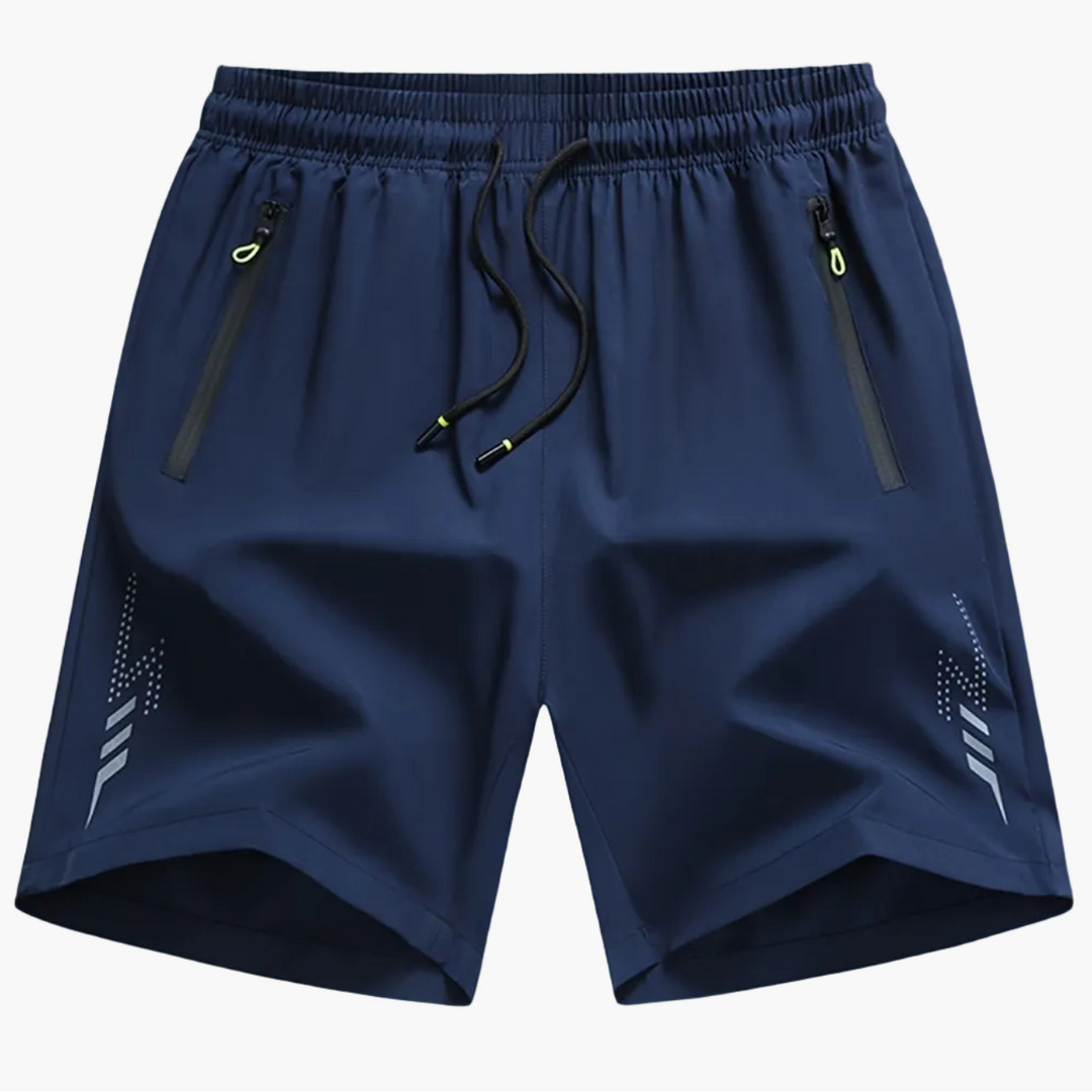 Stylische Athleisure Herrenshorts, perfekt für Sport & Freizeit. Mit sicheren Reißverschlusstaschen.