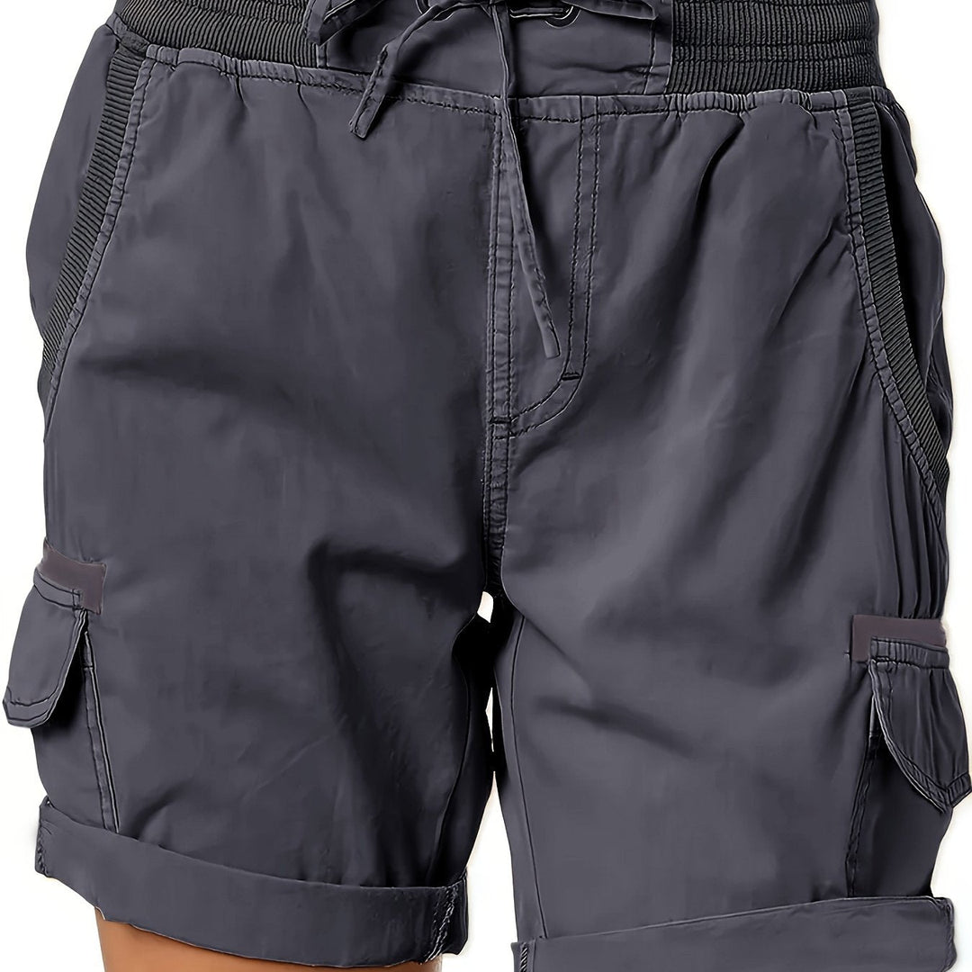Vielseitige Damen Sommer Cargo Shorts mit Kordelzug, perfekt für Strand, Stadt und Garten.