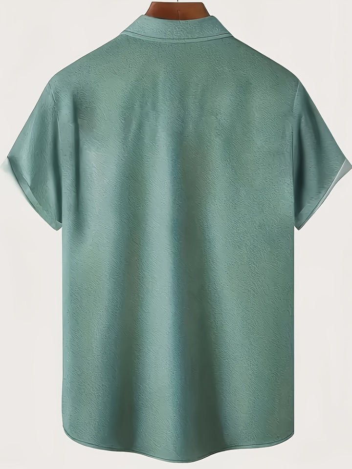 Stylisches tropisches Printhemd für Herren mit Streifen. Lässiges Kurzarm Freizeithemd perfekt für Sommer & Urlaub.