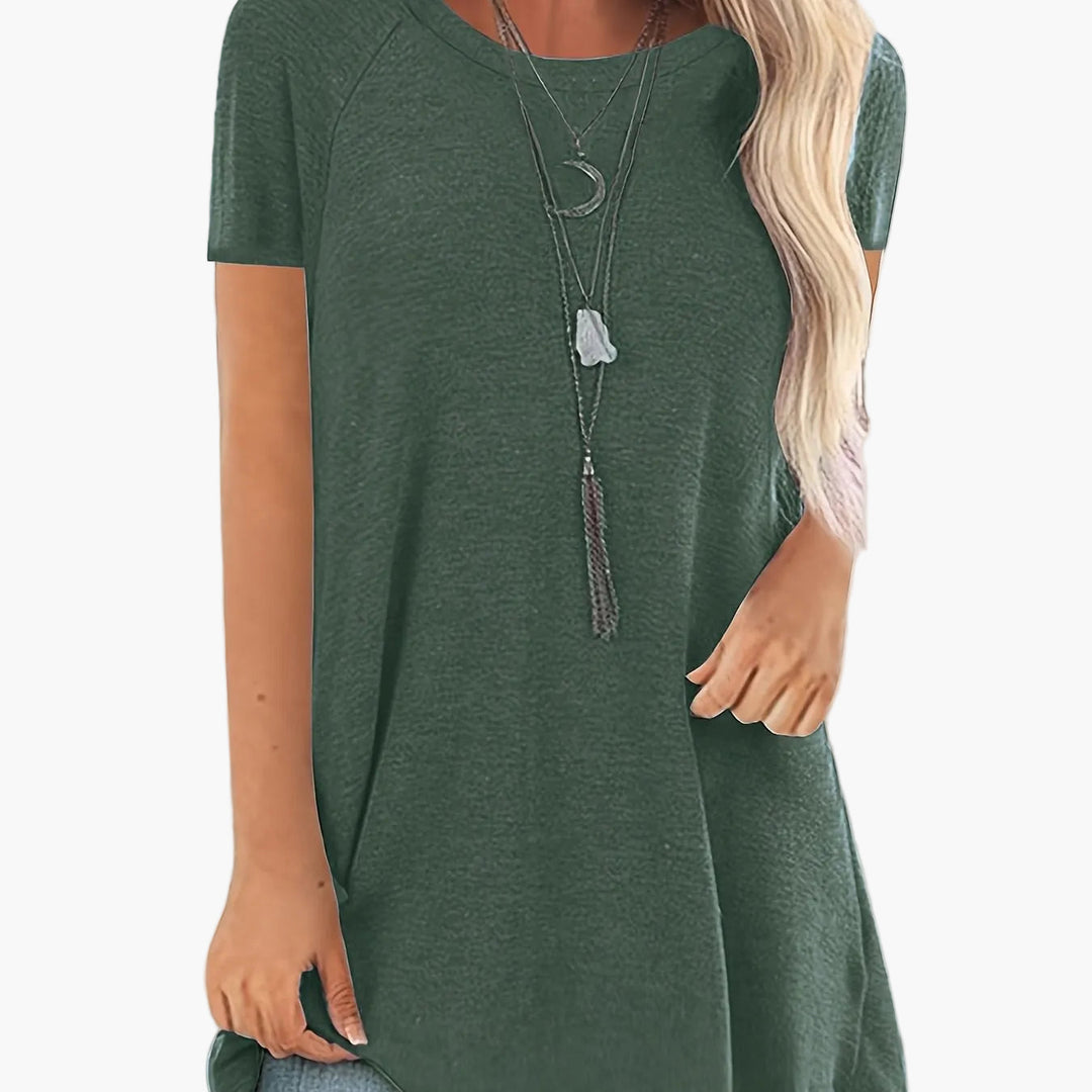 Stilvolles Damen Tunika Shirt, Kurzarm, locker geschnitten, für entspannte Tage oder schicke Anlässe.