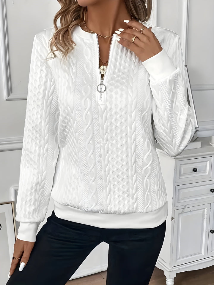 Damen Half-Zip Pullover, langärmlig, bequem für Freizeit & Alltag, stilvoll & vielseitig.