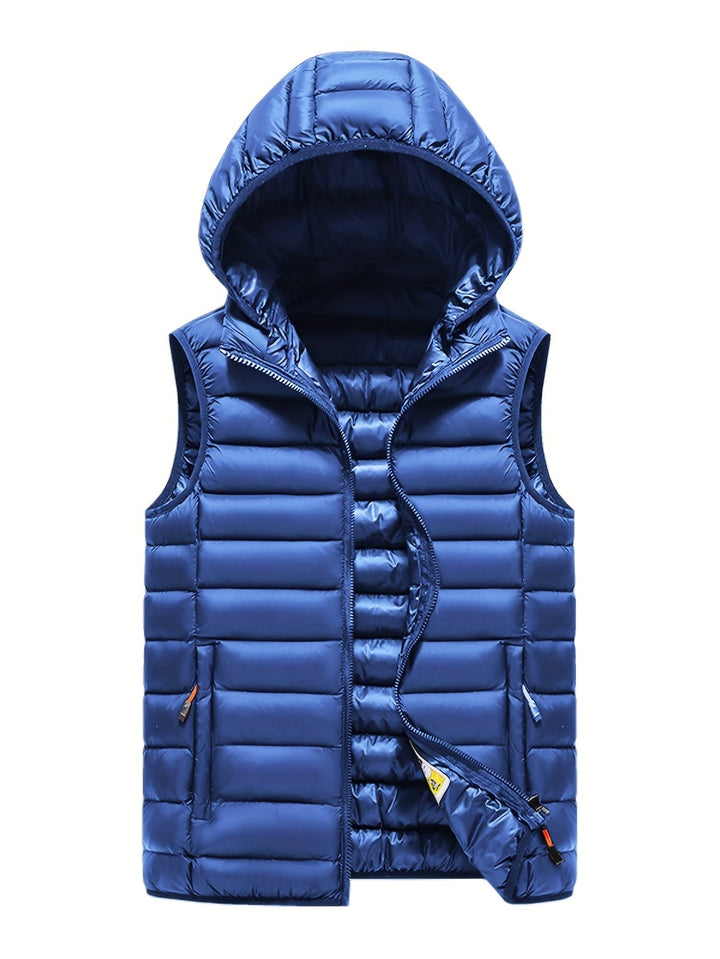 Stylische ärmellose Herrenweste mit Kapuze, perfekt für Herbst- & Winterfreizeit.