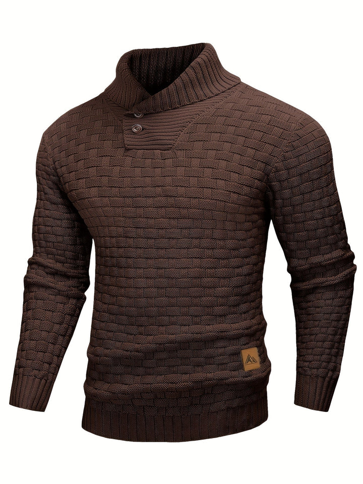 Warmer Herren Pullover für den Winter: Waffelstruktur und stilvoller Schalkragen.