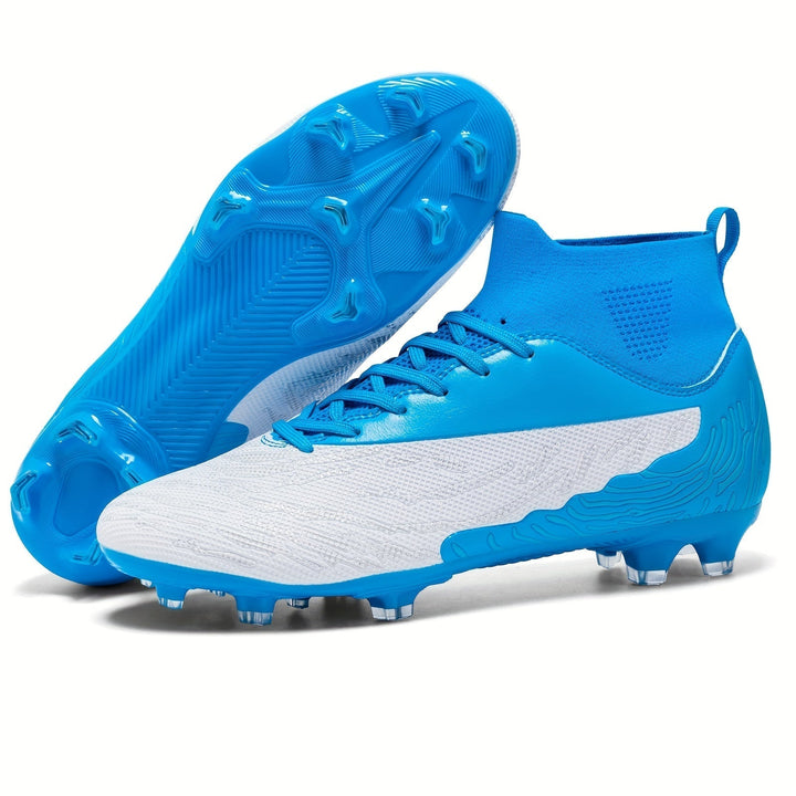 Ergonomische Unisex Stollenschuhe, türkis, für ermüdungsfreies Fußballspiel, hoher Tragekomfort.