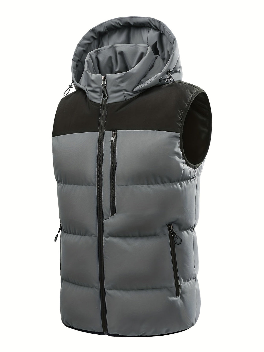 Gesteppte Herren Kapuzenweste in zweifarbigem Design. Vielseitig einsetzbar für Freizeit und Outdoor.