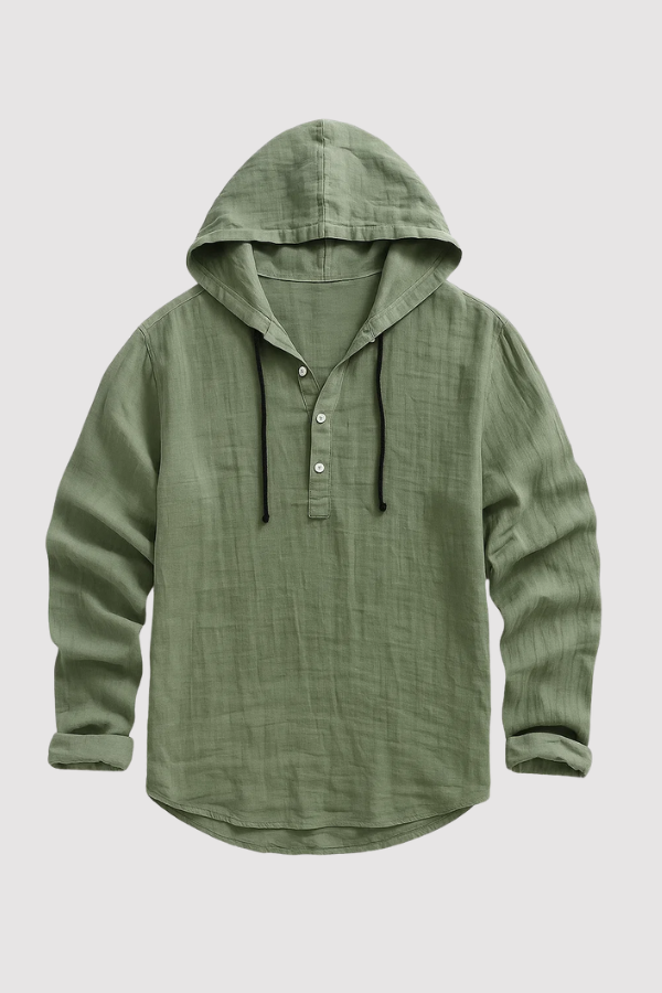 Bequemes Herren Kapuzenshirt mit Knopfleiste, langärmlig. Ideal für Freizeit und Alltag. Vielseitiger Herrenpullover.
