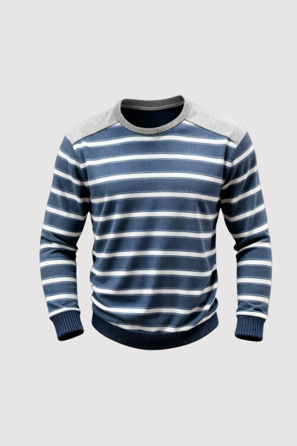 Herren Gestreiftes T-Shirt in Blau-Weiß, reguläre Passform, Kurzarm für Freizeit & Alltag. Bequem & stilvoll.