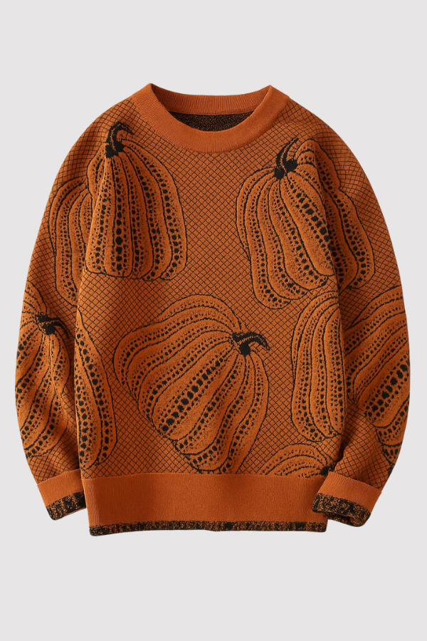 Herren Kürbis-Strickpullover, warm & stylisch für Herbst & Winter. Perfekt für gemütliche Freizeitlooks.