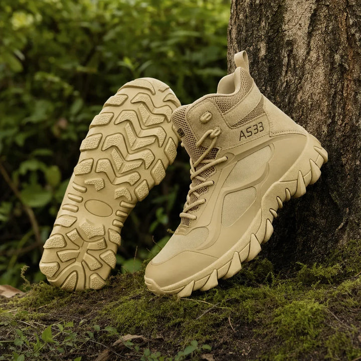 Seitenansicht der Unisex Wanderschuhe, unterstreicht modernes Design & Funktionalität für Trekking.