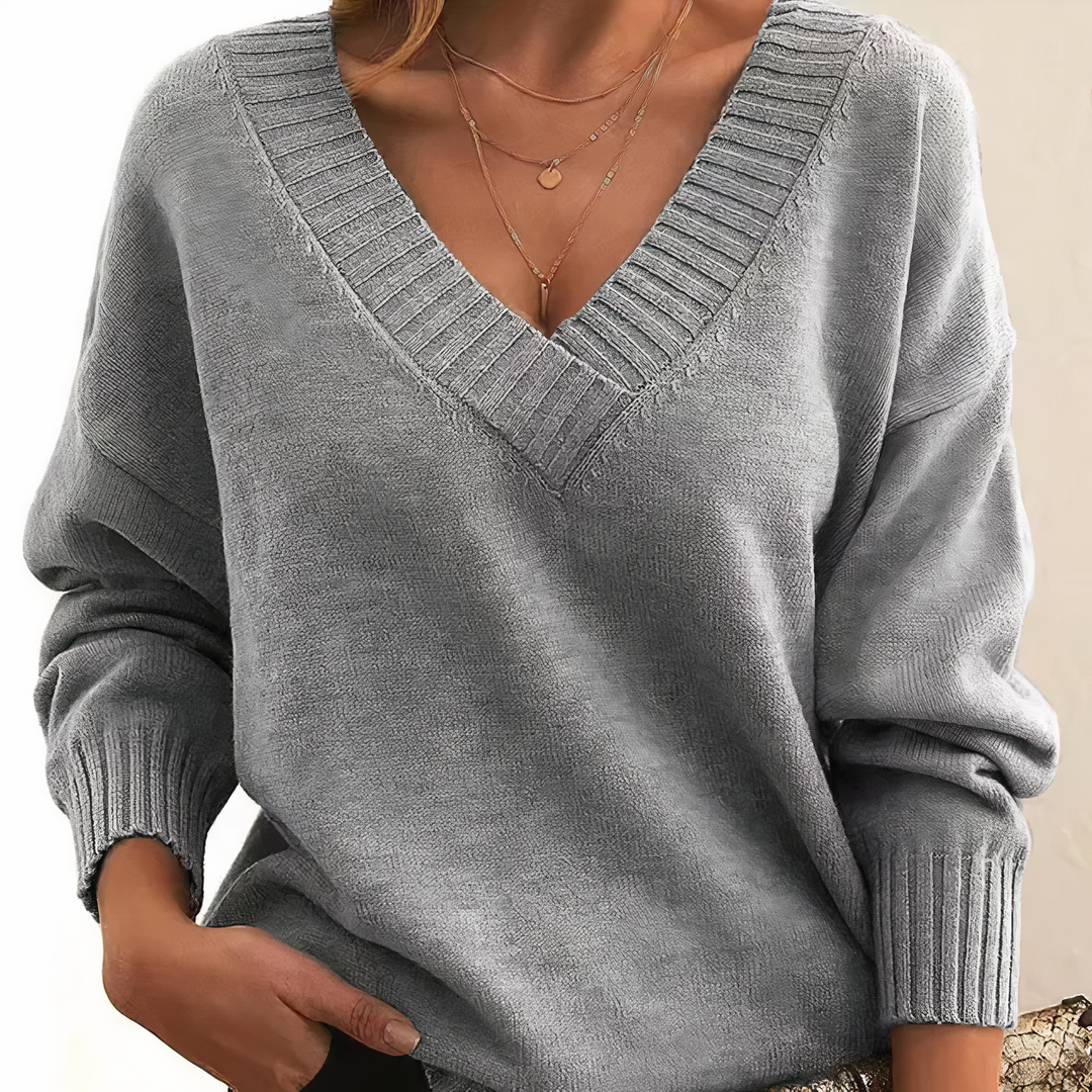 Vielseitiger Damen V-Ausschnitt Pullover aus Kaschmir, perfektes Oberteil für Business & Freizeit.