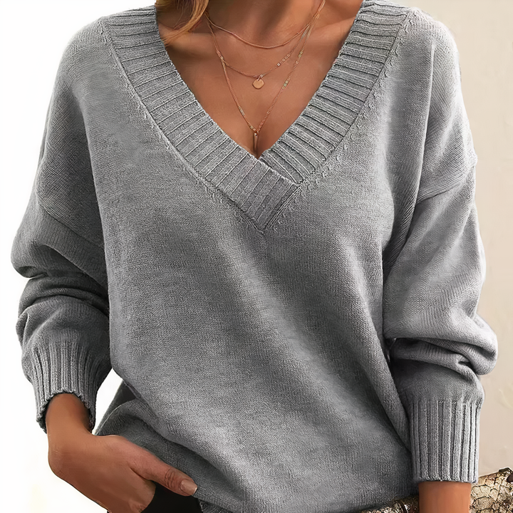 Vielseitiger Damen V-Ausschnitt Pullover aus Kaschmir, perfektes Oberteil für Business & Freizeit.