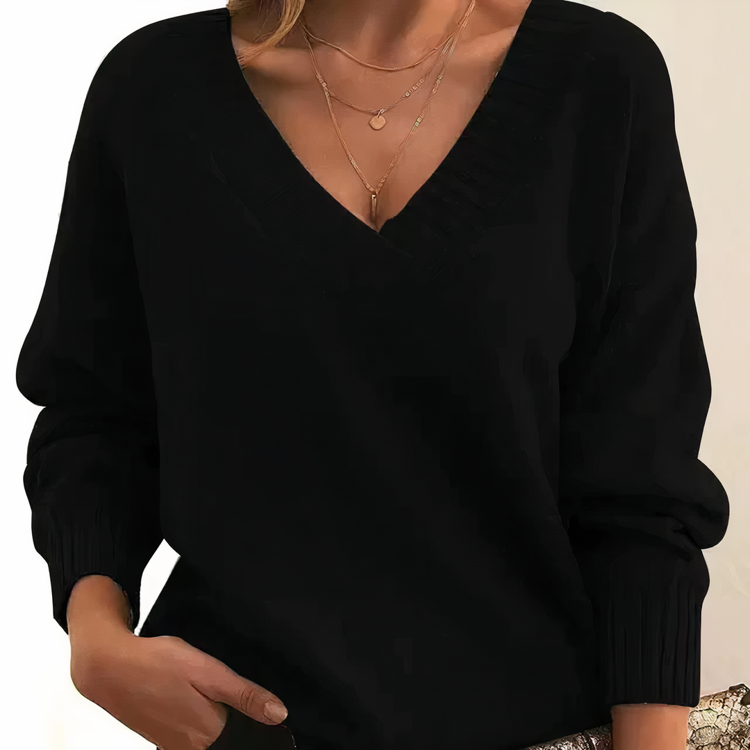 Eleganter Damen Kaschmir Pullover mit V-Ausschnitt, stilvolles Oberteil für Herbst & Winter.