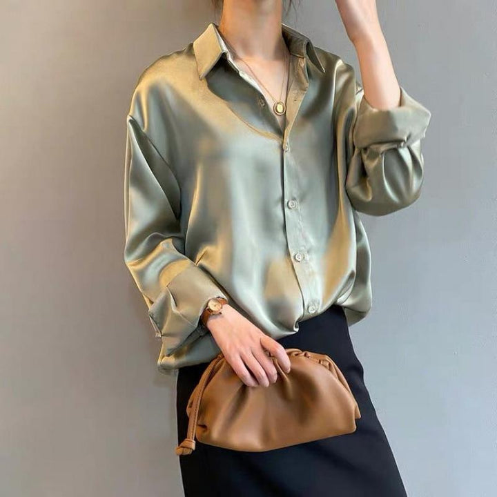 Modische Langarm-Damenbluse, stilvolle Oberbekleidung mit Knopfleiste für Damen.