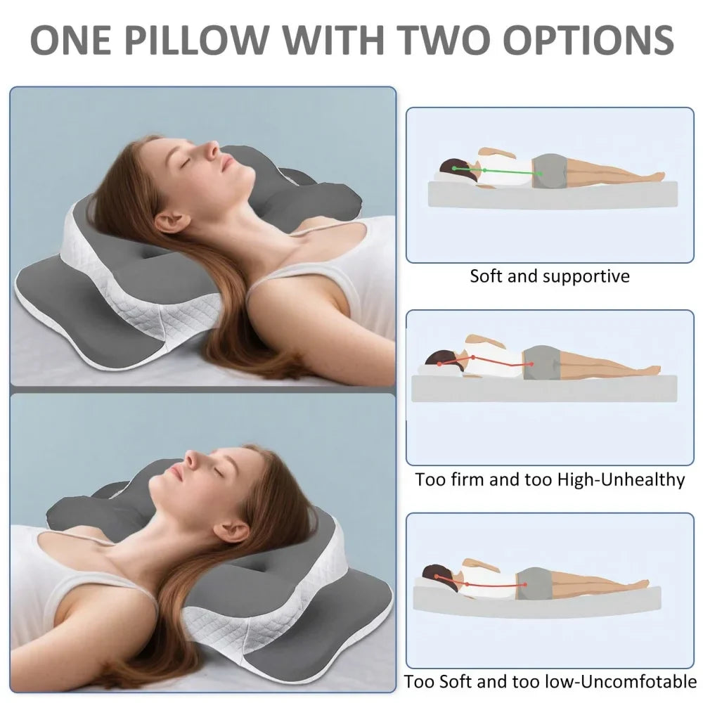 Ergonomisches orthopädisches Kissen aus Memory Foam. Atmungsaktiv & kühlend für erholsamen Schlaf.