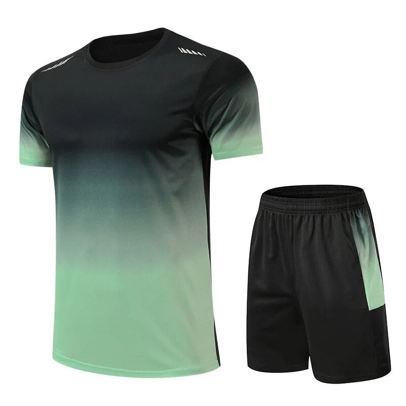 Komfortables Herren Kurzarmshirt Slim Fit mit Farbverlauf & schnelltrocknende Sporthose für Athletik & Sport.