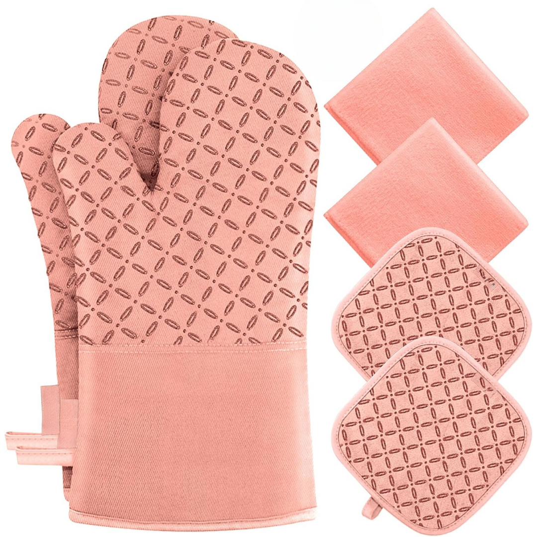 Praktisches 6-teiliges Ofenhandschuh- & Topflappen-Set. Optimaler Schutz beim Backen.