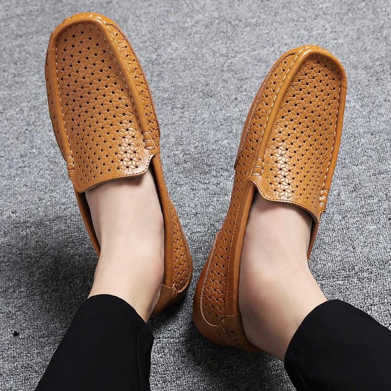 Stylische Herren Freizeitschuhe Damiano, elegante Leder-Loafer zum einfachen Anziehen.
