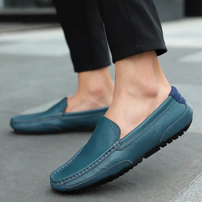 Atmungsaktive Herren Damiano Loafer aus Leder, bequeme Sommerschuhe für Stilbewusste.