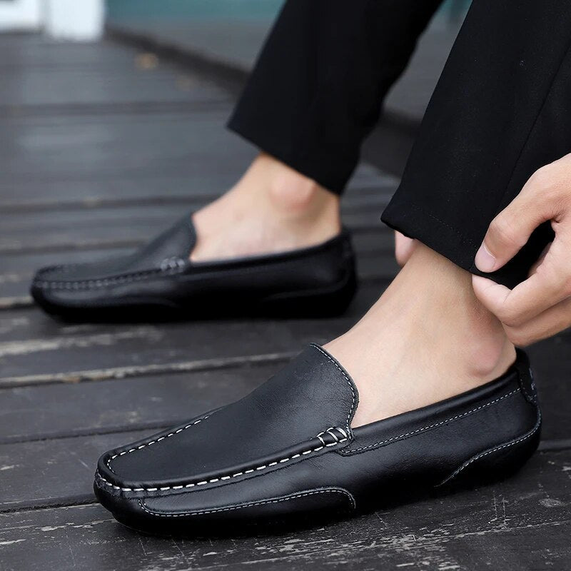 Bequeme Herren Damiano Loafer, Leder-Schlupfschuhe, perfekt für entspannte Tage.
