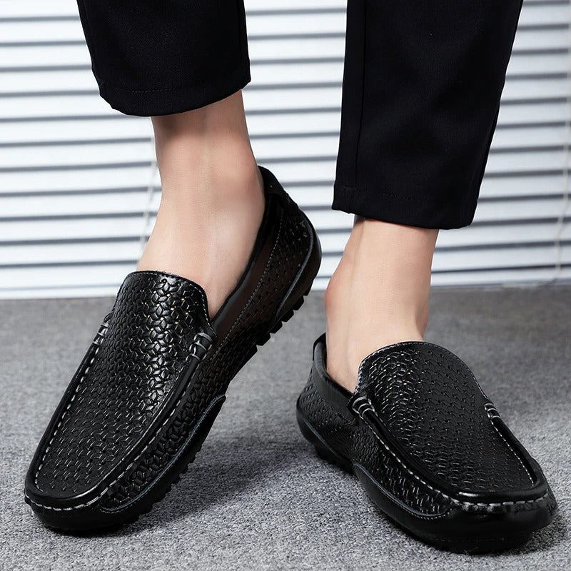 Atmungsaktive Herren Freizeitschuhe Damiano, stylische Leder-Loafer zum Reinschlüpfen.