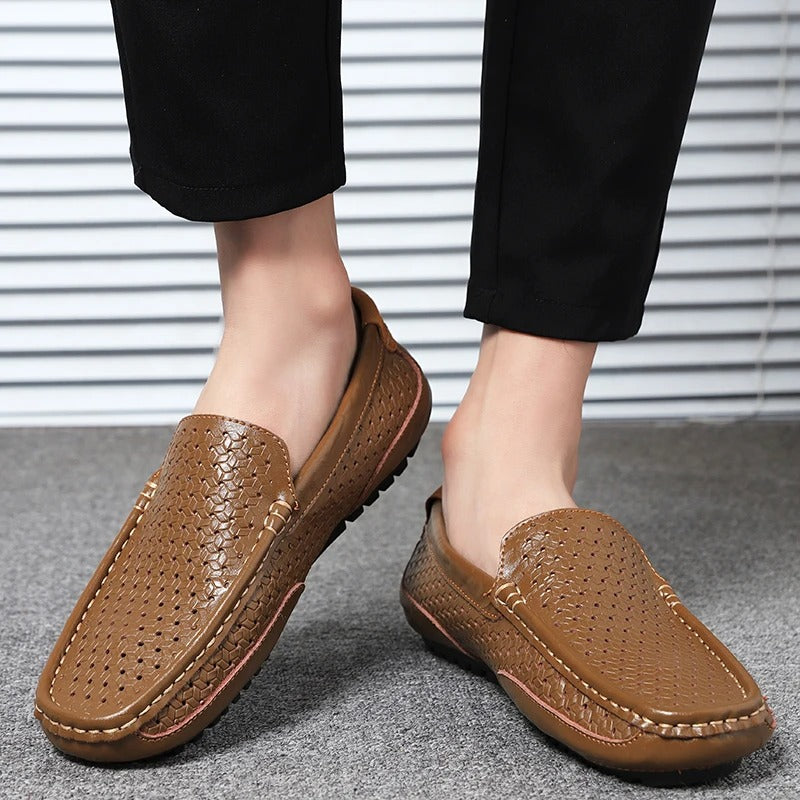 Klassische Herren Business-Loafer Damiano, atmungsaktiver Leder-Schlupfschuh.