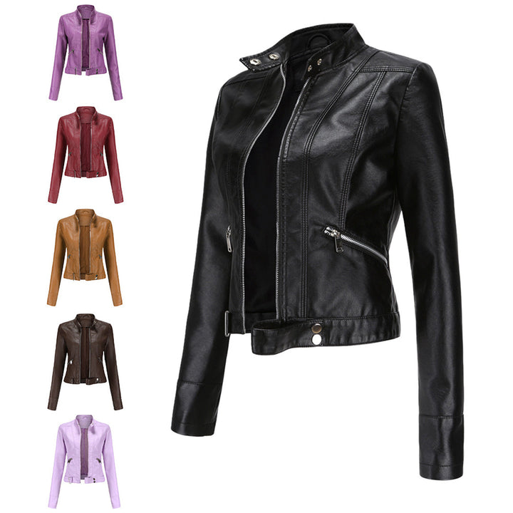Schwarze Damen Lederjacke Marlene, klassisch, figurbetont, vielseitig für Frühling & Herbst.