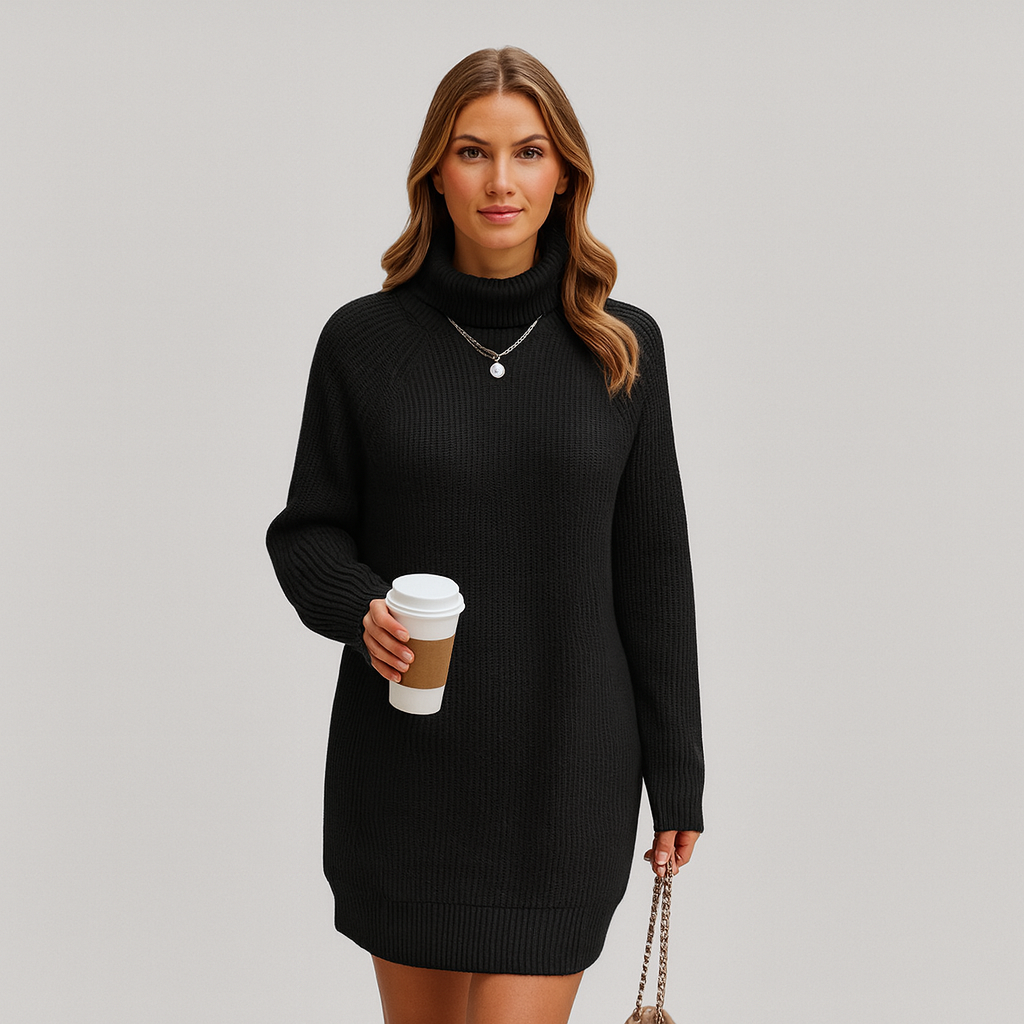Komfortables Damen Strickkleid Amira, langärmlig, ideal für Herbst & Winter, zeitlose Damenmode.
