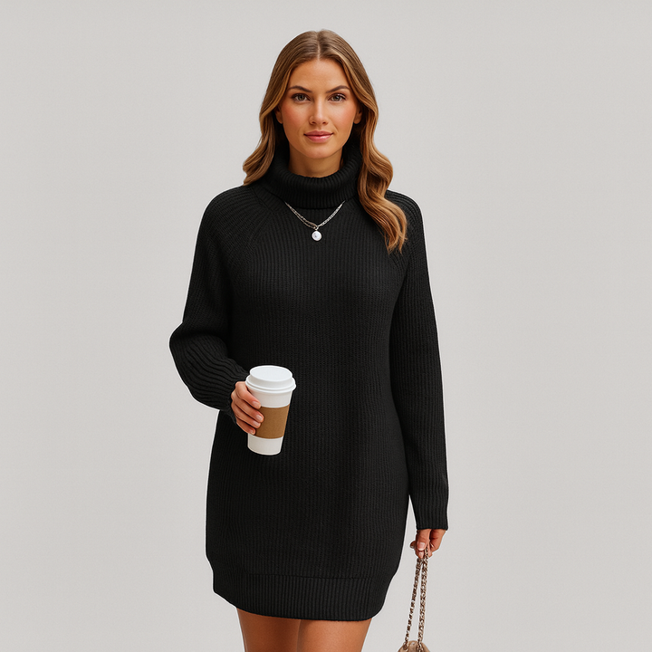 Komfortables Damen Strickkleid Amira, langärmlig, ideal für Herbst & Winter, zeitlose Damenmode.