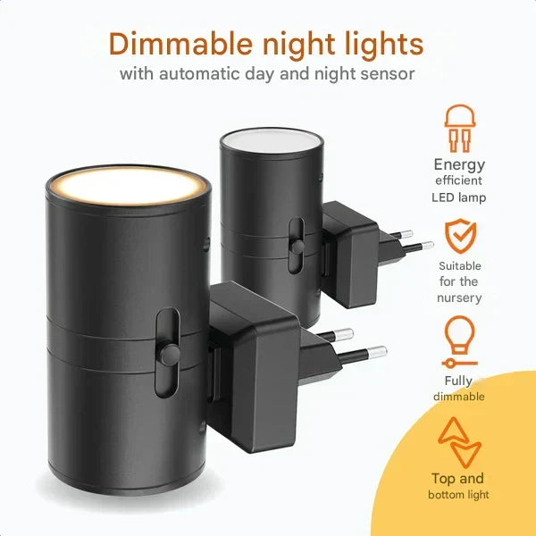 LumenGuard dimmbare LED-Nachtlampe mit Sensor. Warmweißes Orientierungslicht, ideal als Schlafzimmer- & Flurlampe.