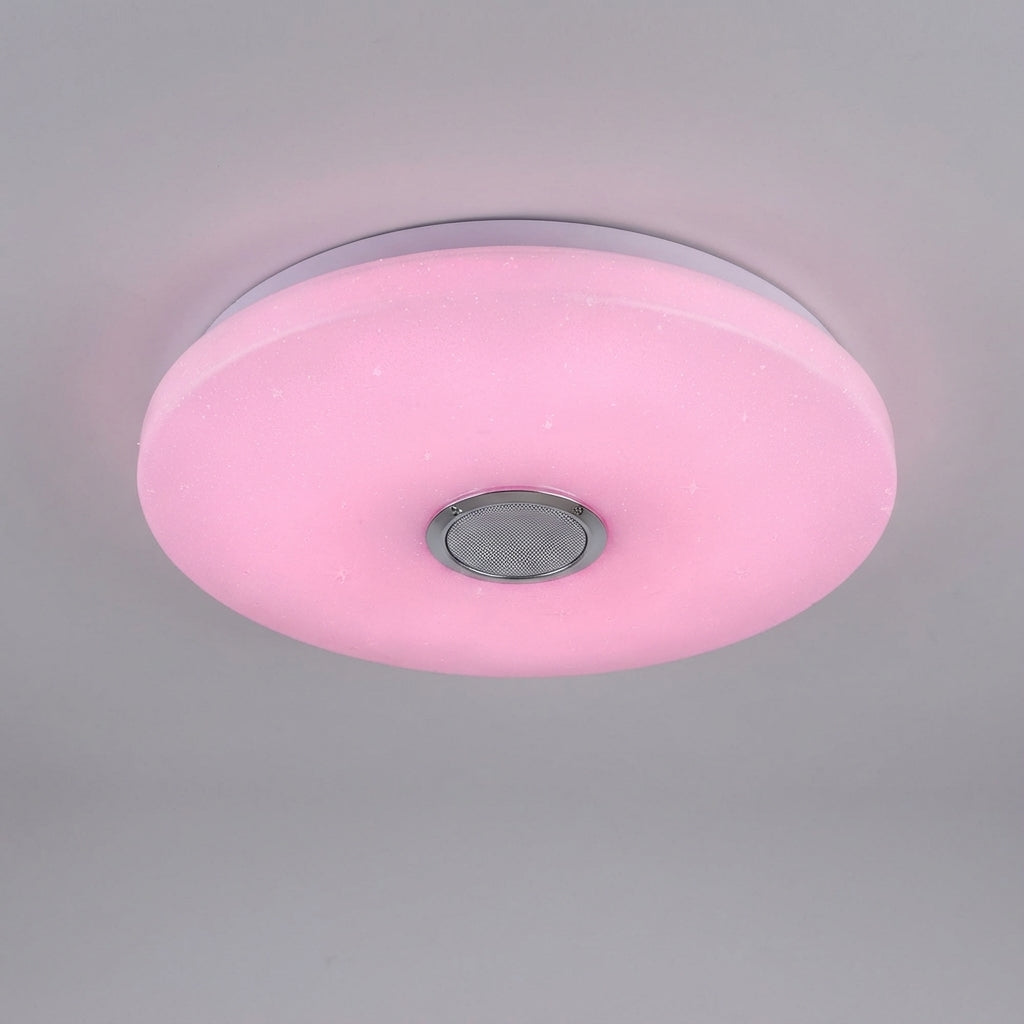 Smarte Radiomuse Deckenlampe: App-gesteuertes LED-Stimmungslicht mit Bluetooth-Lautsprecher & Musik-Synchronisation.