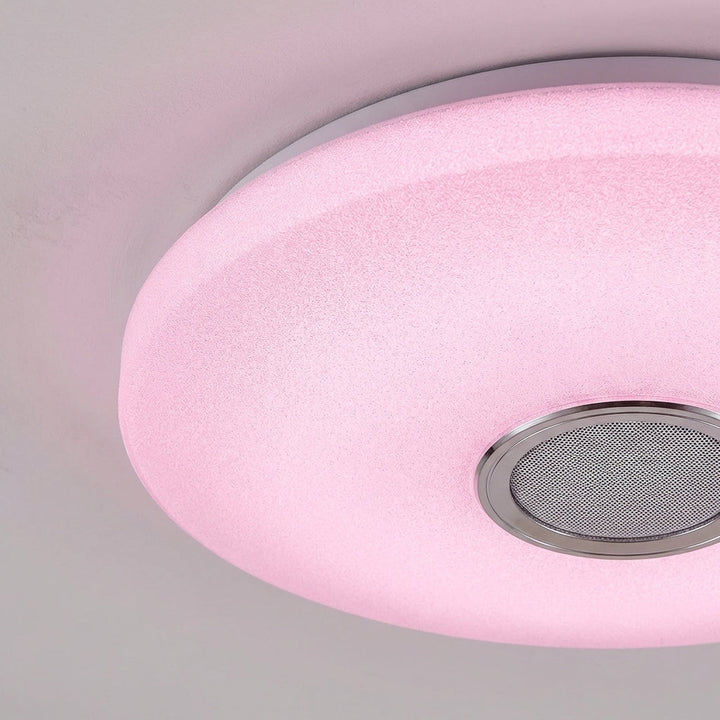 Moderne App-Deckenleuchte Radiomuse mit Bluetooth-Lautsprecher, dimmbarem RGB-Licht & Stimmungslicht-Funktion.
