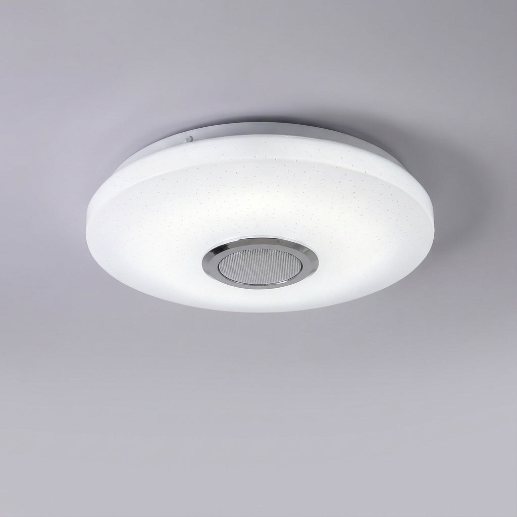 Hochwertige Radiomuse Deckenlampe: App-gesteuert, LED, Bluetooth-Lautsprecher, RGB-Licht, dimmbar für Musik & Licht.