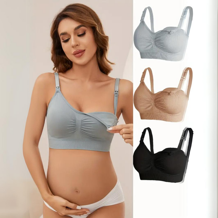 Rückseite eines weichen Still-BHs für Damen, bietet bequemen Support während Schwangerschaft & Stillen.