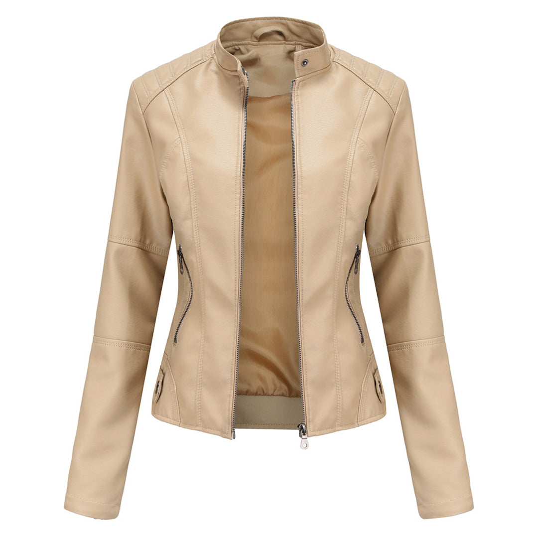 Bequeme Damenjacke für den Alltag mit hohem Kragen und Reißverschluss, modisch & praktisch.