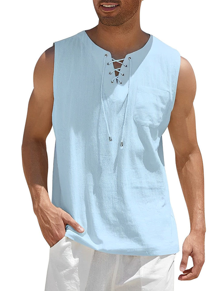 Stylisches Herren Ärmelloses Oberteil mit tiefem V-Ausschnitt, ein Must-have für jede Sommergarderobe.