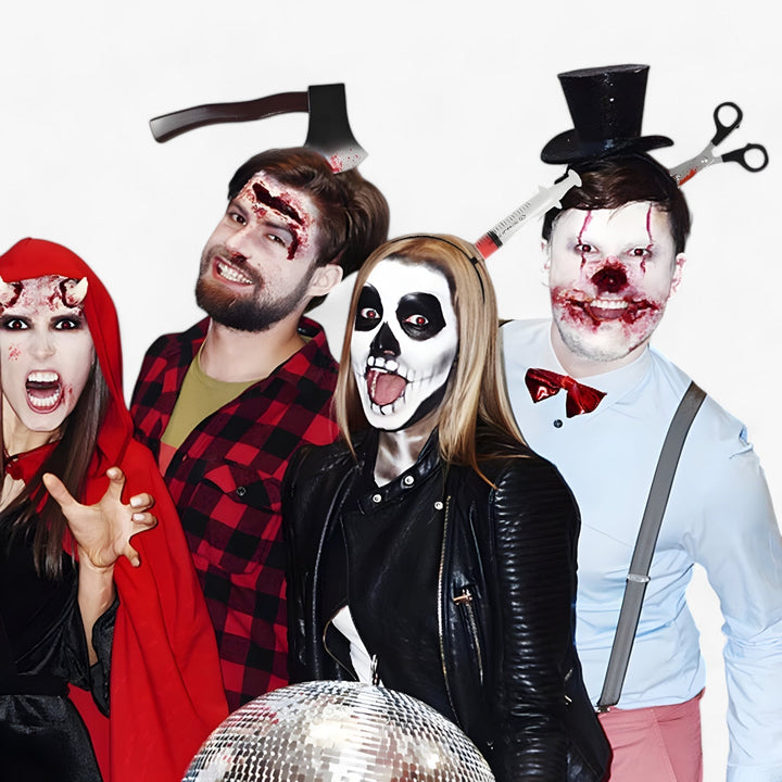 Blutiger Halloween Axt-Haarreif für Damen & Herren. Perfektes Horror-Kostümzubehör für jede Party.
