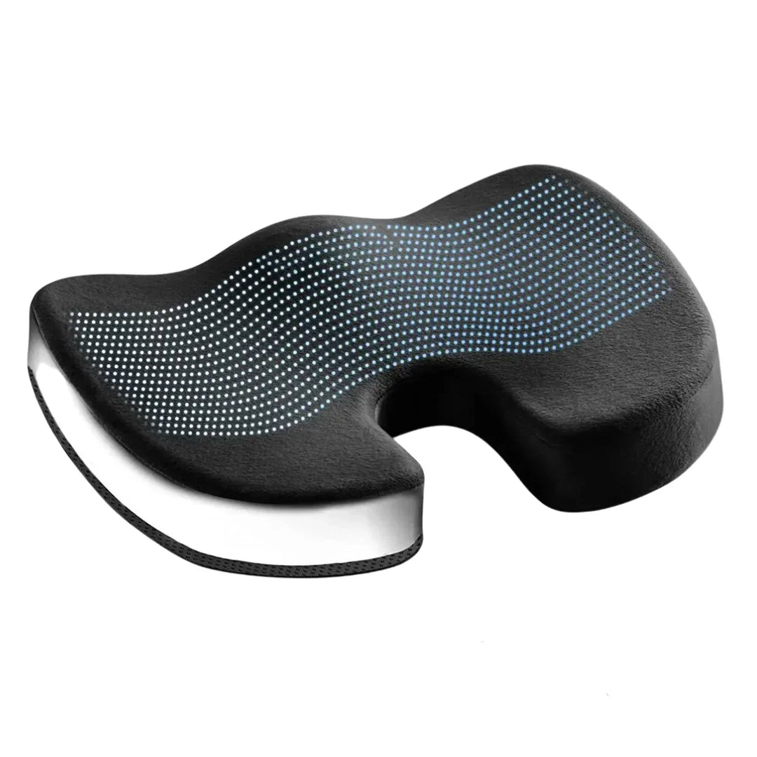 Innovatives 4D Sitzkissen mit Memoryschaum für dynamische Haltungskorrektur & optimalen Komfort.