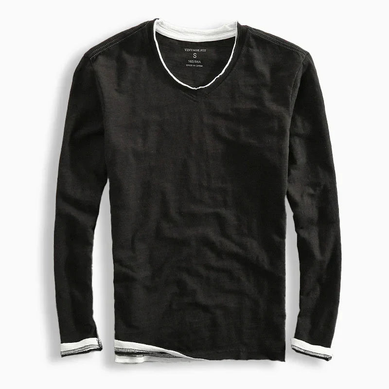 Bequemes Herren Langarmshirt V-Ausschnitt. Ideal für Alltag & Freizeit, in verschiedenen Farben verfügbar.