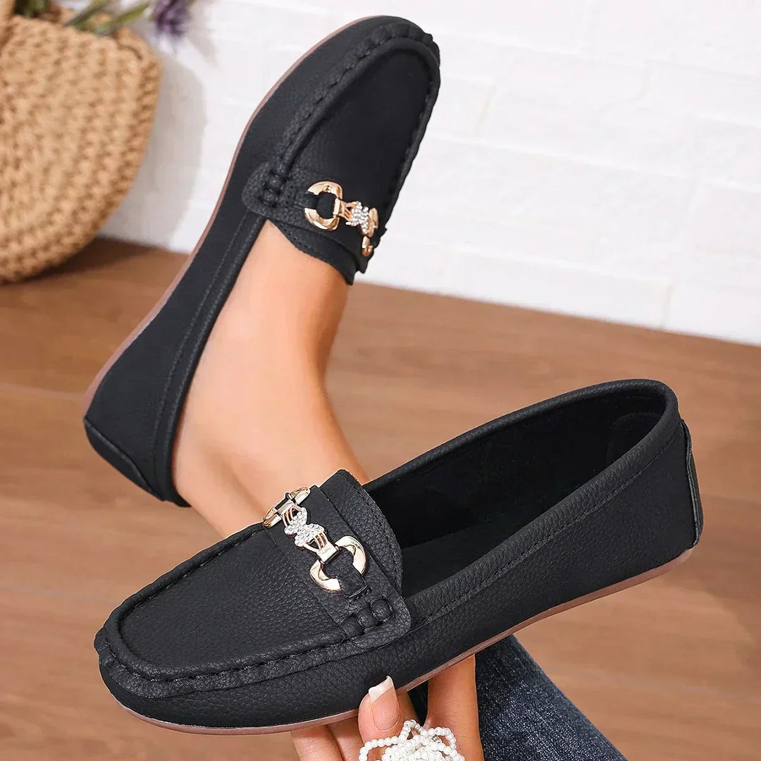 Einfache Slip-On Damen Loafer, super bequem und vielseitig; flache Sommer Schuhe mit süßem Schmetterling.