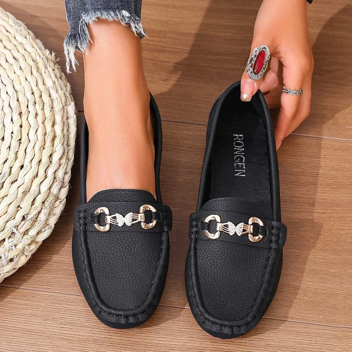 Gepolsterte Damen Sommer Loafer: bequeme, orthopädische Alltagsschuhe mit elegantem Schmetterlings-Detail.