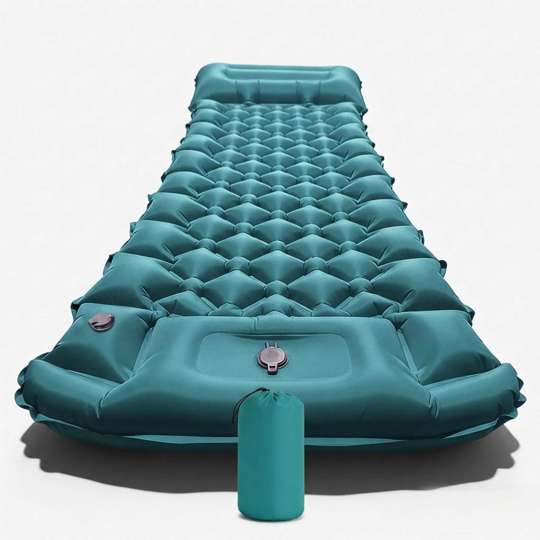 Robuste aufblasbare Isomatte mit integriertem Kissen, perfekt für alle Outdoor-Abenteuer. Schnelles Aufblasen.